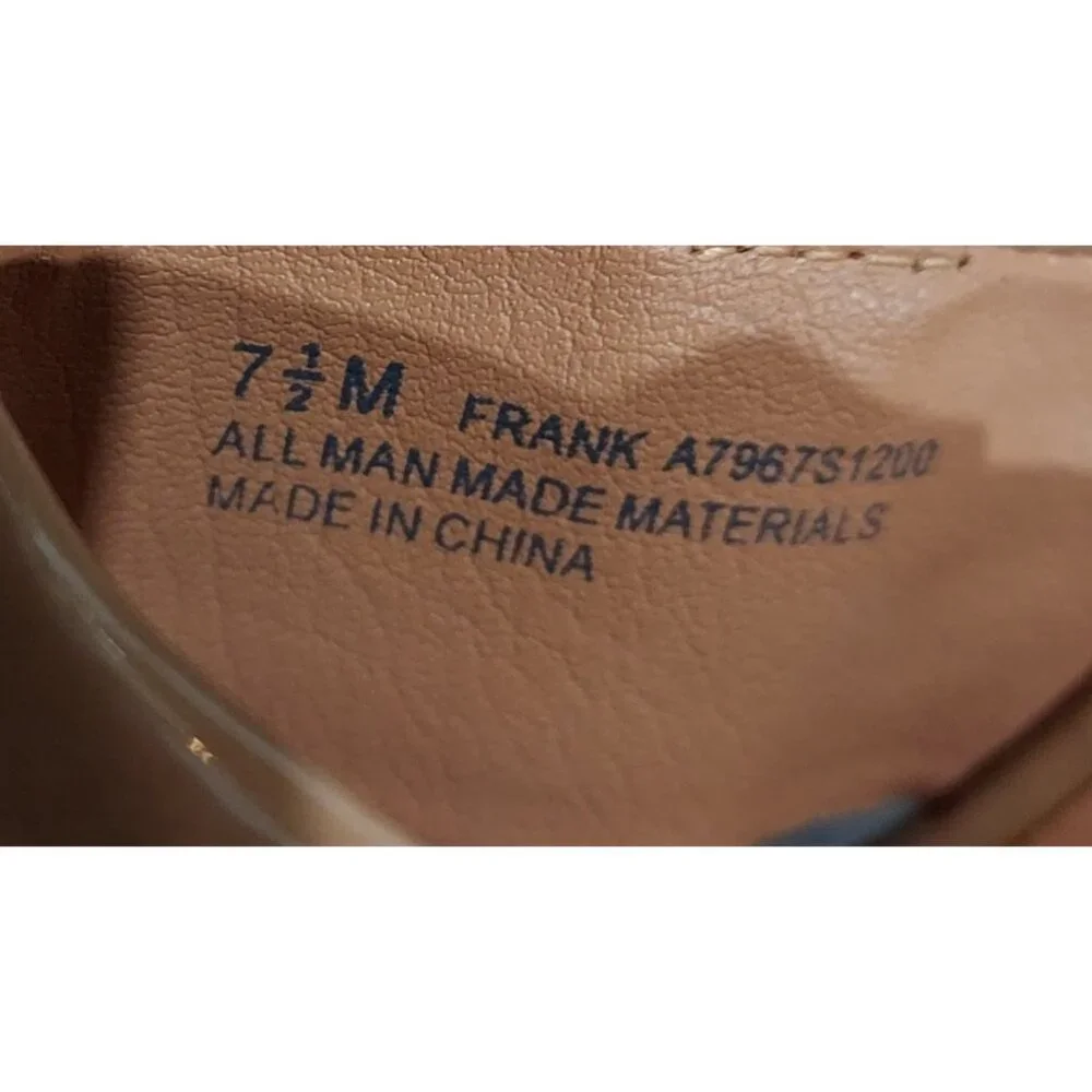Franco Sarto Block Heel Sandal Women Size 7.5 Camel Patent Leather 4” Heel - Picture 9 of 9